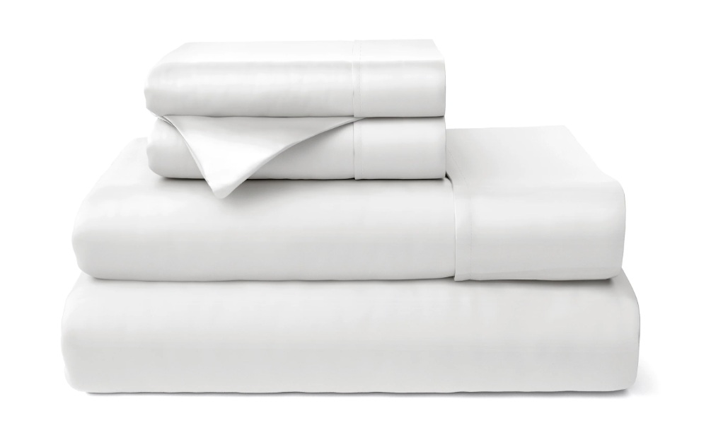 Cooling bamboo bed sheet set stacked