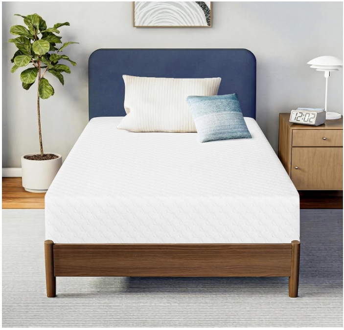 Cooling memory foam mattress on bed frame