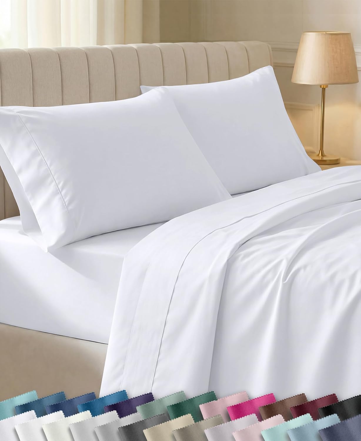 California Design Den 100% Cotton Sateen Queen Sheets 400 Thread Count