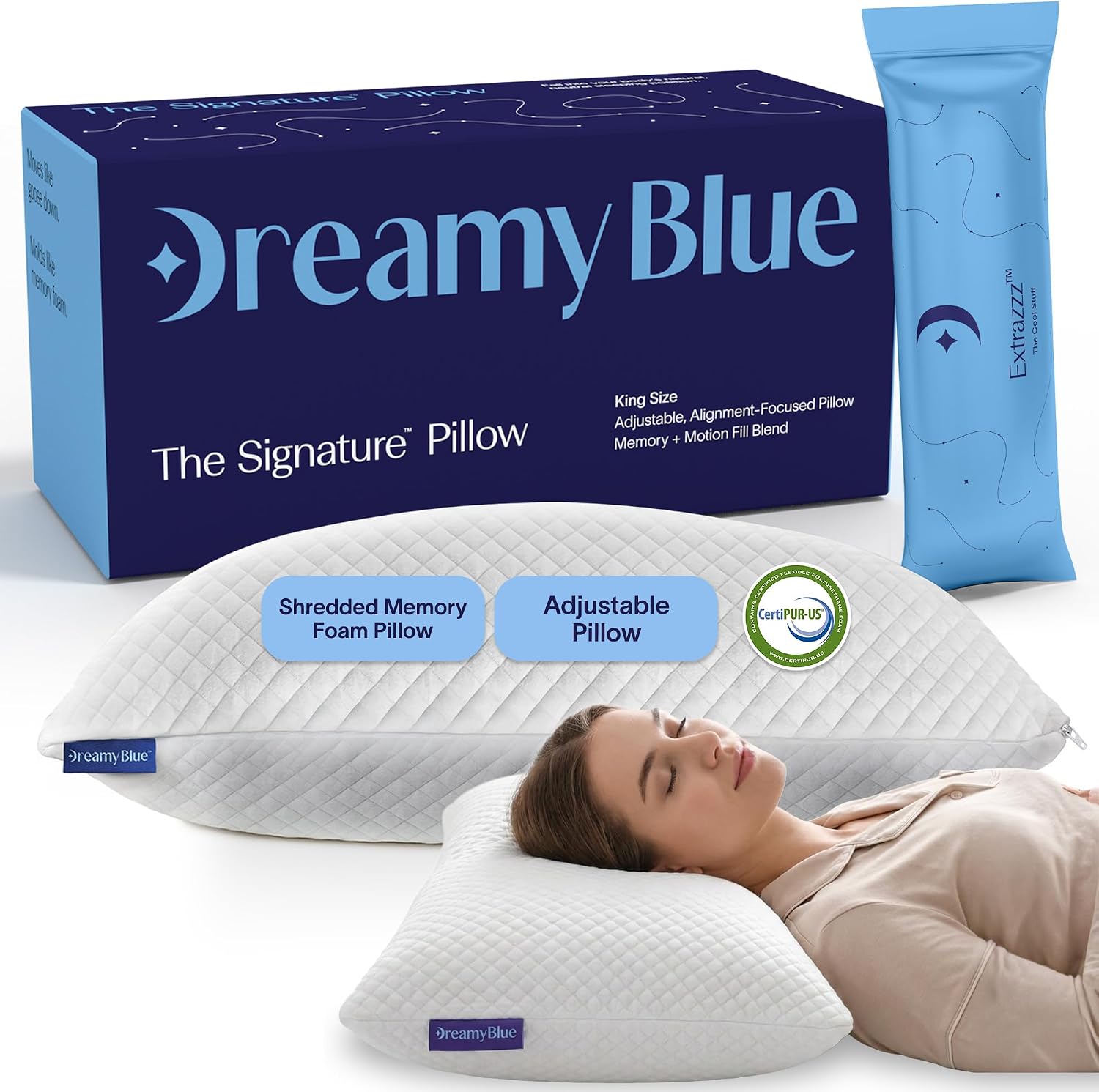 DreamyBlue Signature Adjustable Shredded Memory Foam Pillow
