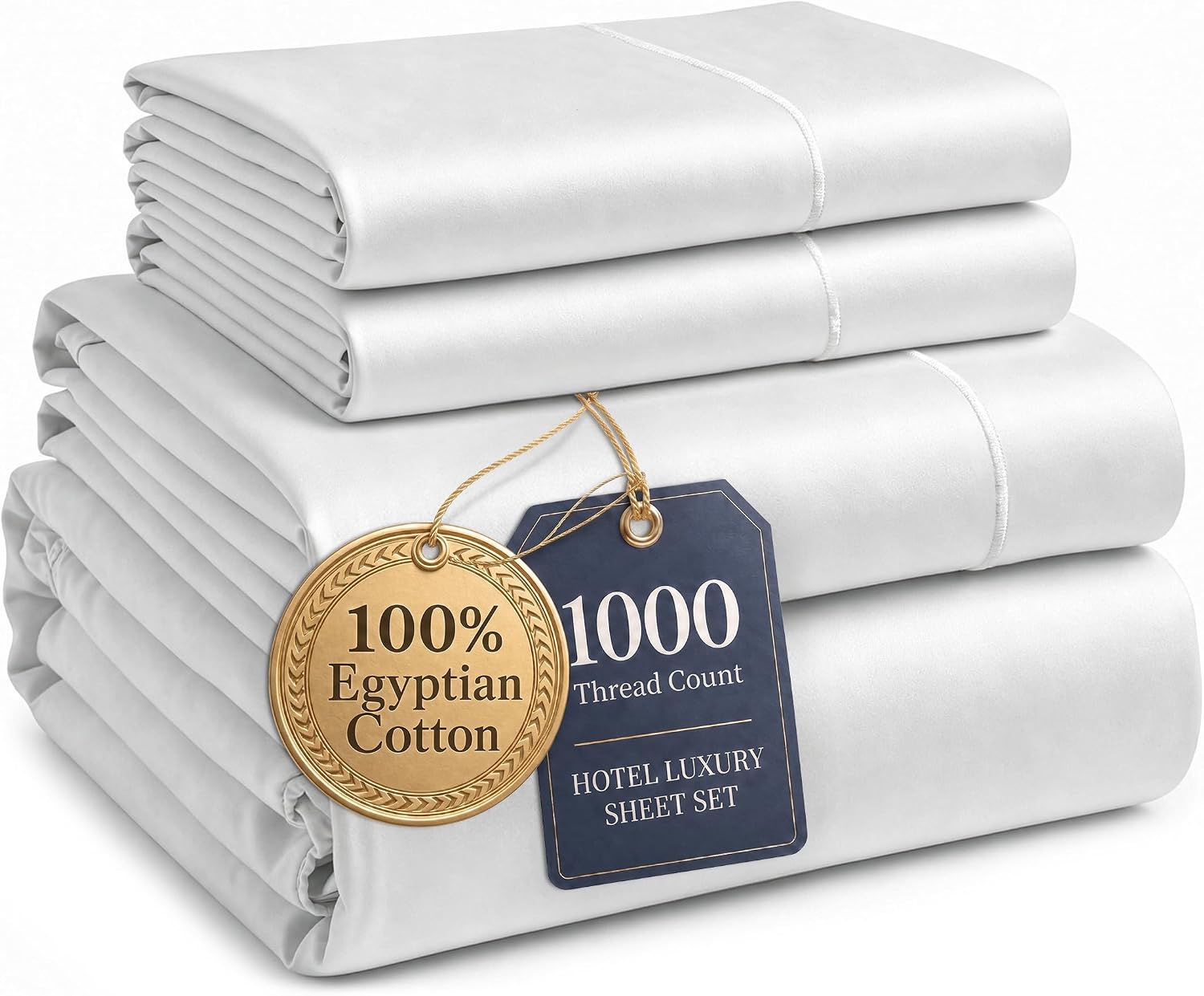 LANE LINEN 100% Egyptian Cotton Sheets Queen Size Sateen Weave