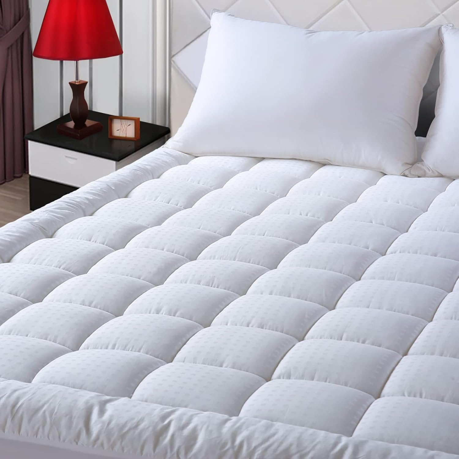 EASELAND Queen Size Quilted Fitted Mattress Pad